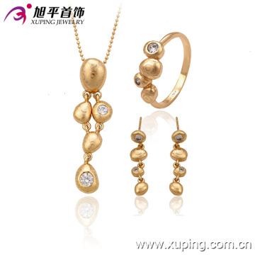 63335 moda china venta al por mayor joyería nigeriana del grano de la boda hermosa simple 18 k diamante blanco chapado en oro conjuntos de joyas